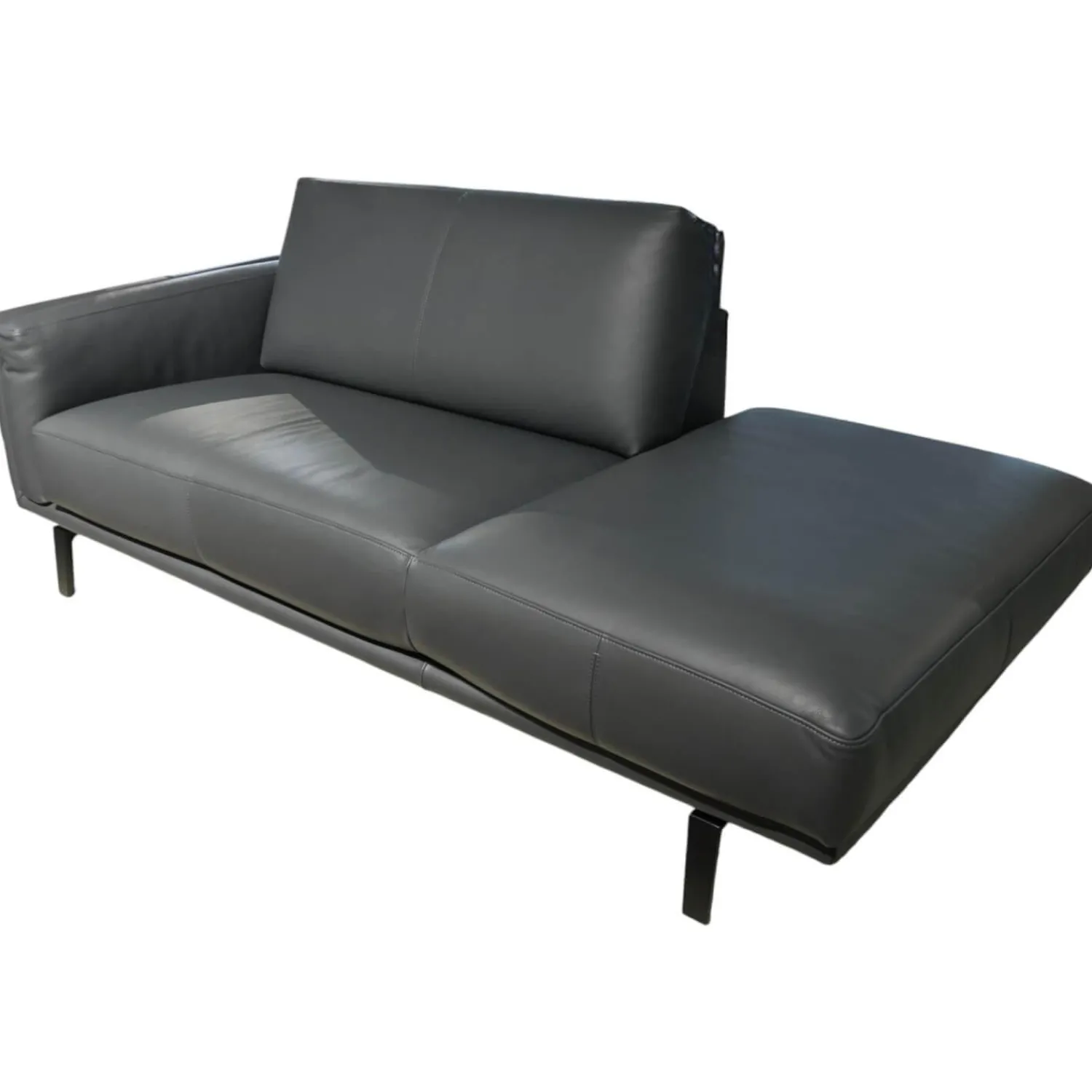 Leolux Daybeds & Recamieren|Chaiselounge Bellice 679 D17 Vollnarbenleder Raffino 109 Shark Schwarz Grau Füße Sobrio Epoxy 450224 E1500 Granite Matt