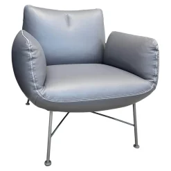 COR Loungesessel|Clubsessel Jalis 26188 Leder 248 Asche Grau Nahtband 5091 Mittelgrau Grau Drahtgestell F02 Feinstruktur Platin