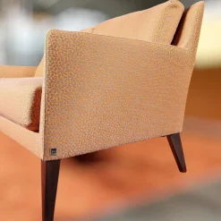 Bielefelder Werkstätten 2-Sitzer-Sofas|Coco Sofa 2/80 Stoff Natura 9-2461-060 Orange Grau Füße Braun