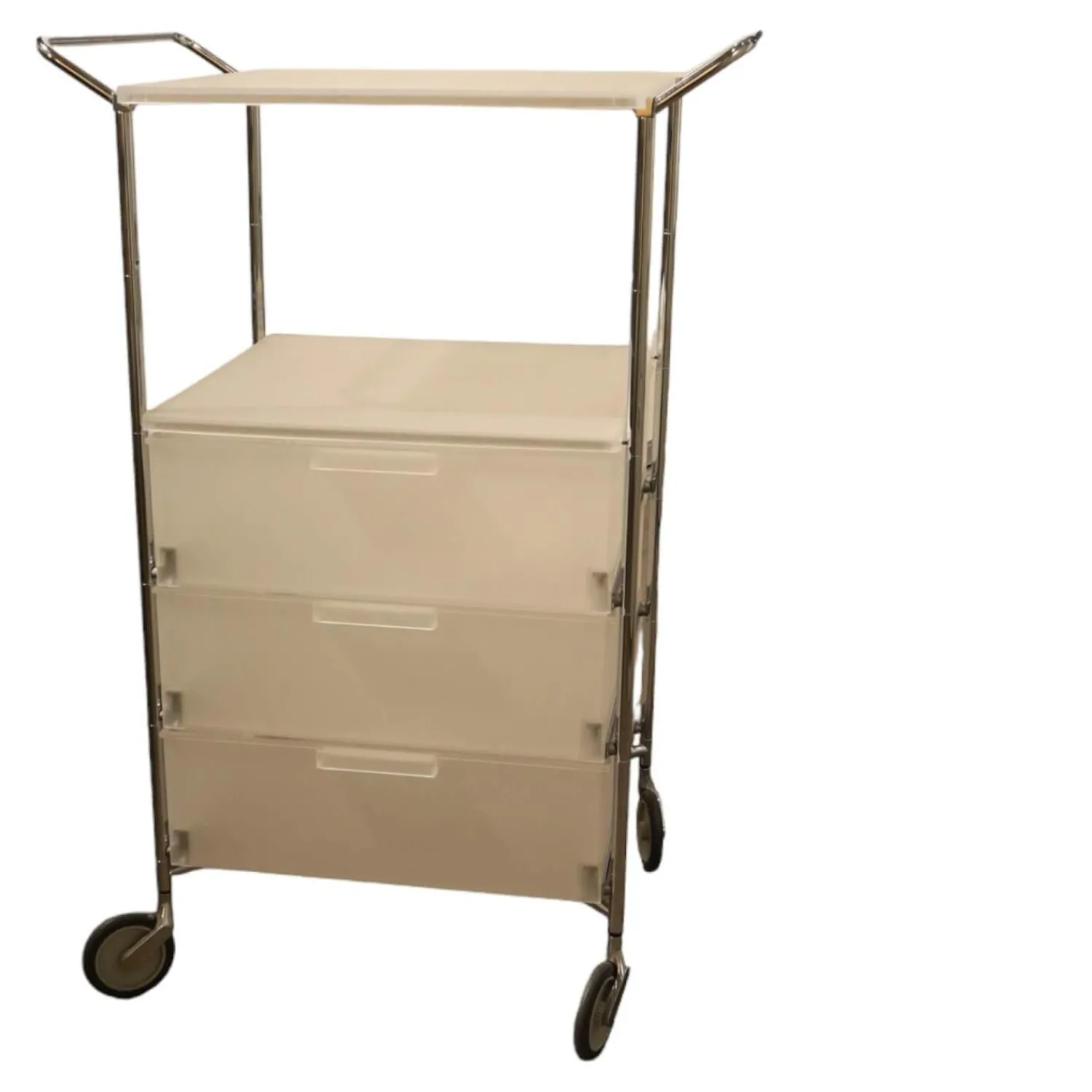 Kartell Regale & Container|Container Mobil 2330 Mit Handgriffen Eisfarben L1 Verchromt