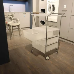 Kartell Regale & Container|Container Mobil 2330 Mit Handgriffen Eisfarben L1 Verchromt