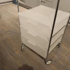 Kartell Regale & Container|Container Mobil 2330 Mit Handgriffen Eisfarben L1 Verchromt