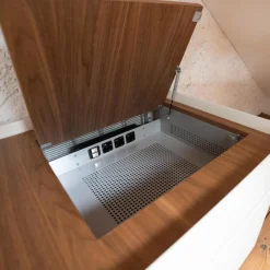 Renz Regale & Container|Kommoden & Sideboards|Container Paper Korpus Lack Weiß Oberboden Und Klappenfach Nussbaum