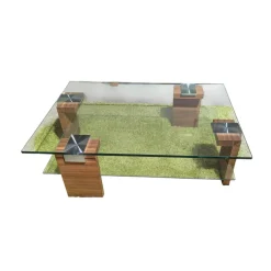 Vierhaus Couchtische|Couchtisch 7450 028 01 Tischplatte Glas Mit Zwischenablage Füße Kernnussbaum