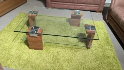 Vierhaus Couchtische|Couchtisch 7450 028 01 Tischplatte Glas Mit Zwischenablage Füße Kernnussbaum