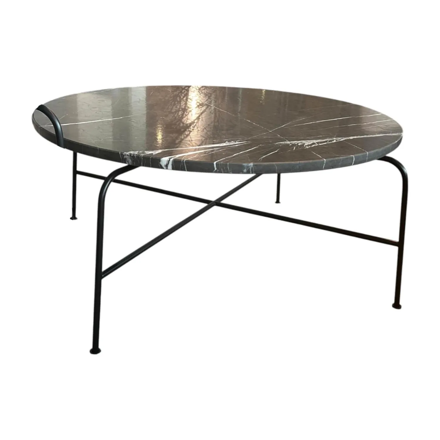 Rolf Benz Couchtische|Couchtisch 947 471 Platte Stein Graphit Brown Grau Braun Gestell Stahl Verkehrsschwarz Lackiert