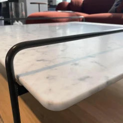 Rolf Benz Couchtische|Couchtisch 931-542 Carrara Geledert Und Eiche Gestell Glatt Lackiert Matt Umbragrau