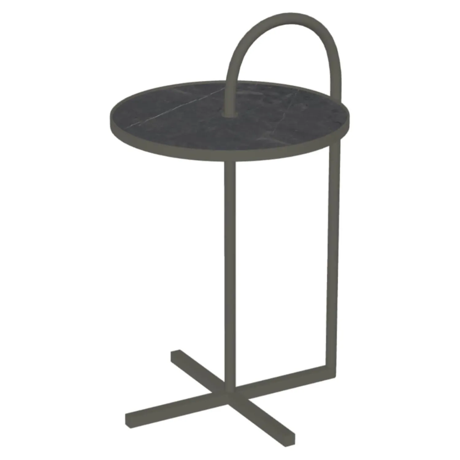 Rolf Benz Couchtische|Couchtisch 902-222 Einlegeplatte Naturstein Geledert Graphit Braun Gestell Stahl Lackiert Umbragrau