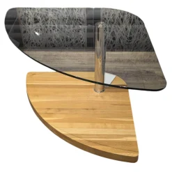 himolla Couchtische|Couchtisch 0915 Platte Klarglas Drehbahr Sockel Wildeiche