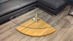 himolla Couchtische|Couchtisch 0915 Platte Klarglas Drehbahr Sockel Wildeiche