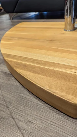 himolla Couchtische|Couchtisch 0915 Platte Klarglas Drehbahr Sockel Wildeiche