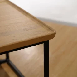 Rolf Benz Couchtische|Couchtisch 934-511 Tischplatte Massiv Eiche Farblos Lackiert Gestell Stahl Lackiert Verkehrsschwarz