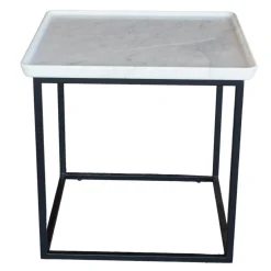 Rolf Benz Couchtische|Couchtisch 934 Tischplatte Naturstein Carrara Geledert Stahl Glatt Lackiert Matt Verkehrsschwarz