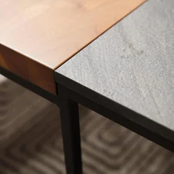 Rolf Benz Couchtische|Couchtisch 985-213 Tischplatten Nussbaum Amerikanisch Und Echtsteinfurnier Schiefer Gestell Stahl Schwarz Brilliant