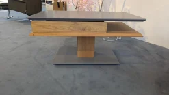 Vierhaus Couchtische|Couchtisch 5600 WEIX Platte Lack RAL 7006 Grau Gestell Wildeiche Geölt Fußplatte Lack RAL 7006 Grau Rollbar Inklusive Höhenverstellung