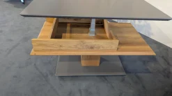 Vierhaus Couchtische|Couchtisch 5600 WEIX Platte Lack RAL 7006 Grau Gestell Wildeiche Geölt Fußplatte Lack RAL 7006 Grau Rollbar Inklusive Höhenverstellung