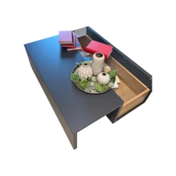 Musterring Couchtische|Couchtisch Aterno Gestell Schiefergrau Mit Klarglasabdeckplatte Inklusive Schubkasteneinsatz