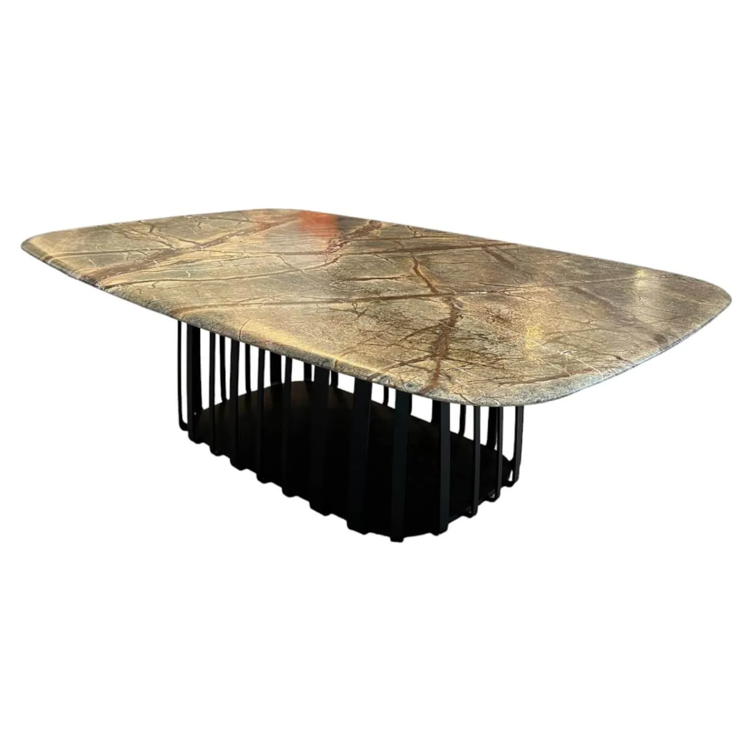 Janua Couchtische|Couchtisch Basket Tischplatte Stein Gemustert Gestell Stahl Schwarz