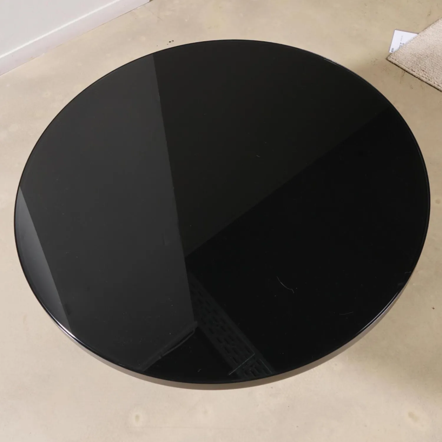 ClassiCon Couchtische|Couchtisch Bell Glasplatte Schwarz Gestell Stahl Schwarz Brüniert Glasfuß Quarzgrau