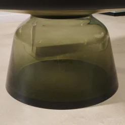 ClassiCon Couchtische|Couchtisch Bell Glasplatte Schwarz Gestell Stahl Schwarz Brüniert Glasfuß Quarzgrau