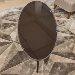 Giorgetti Couchtische|Couchtisch Blend Kristallglas Schwarz Gestell Eschenholz