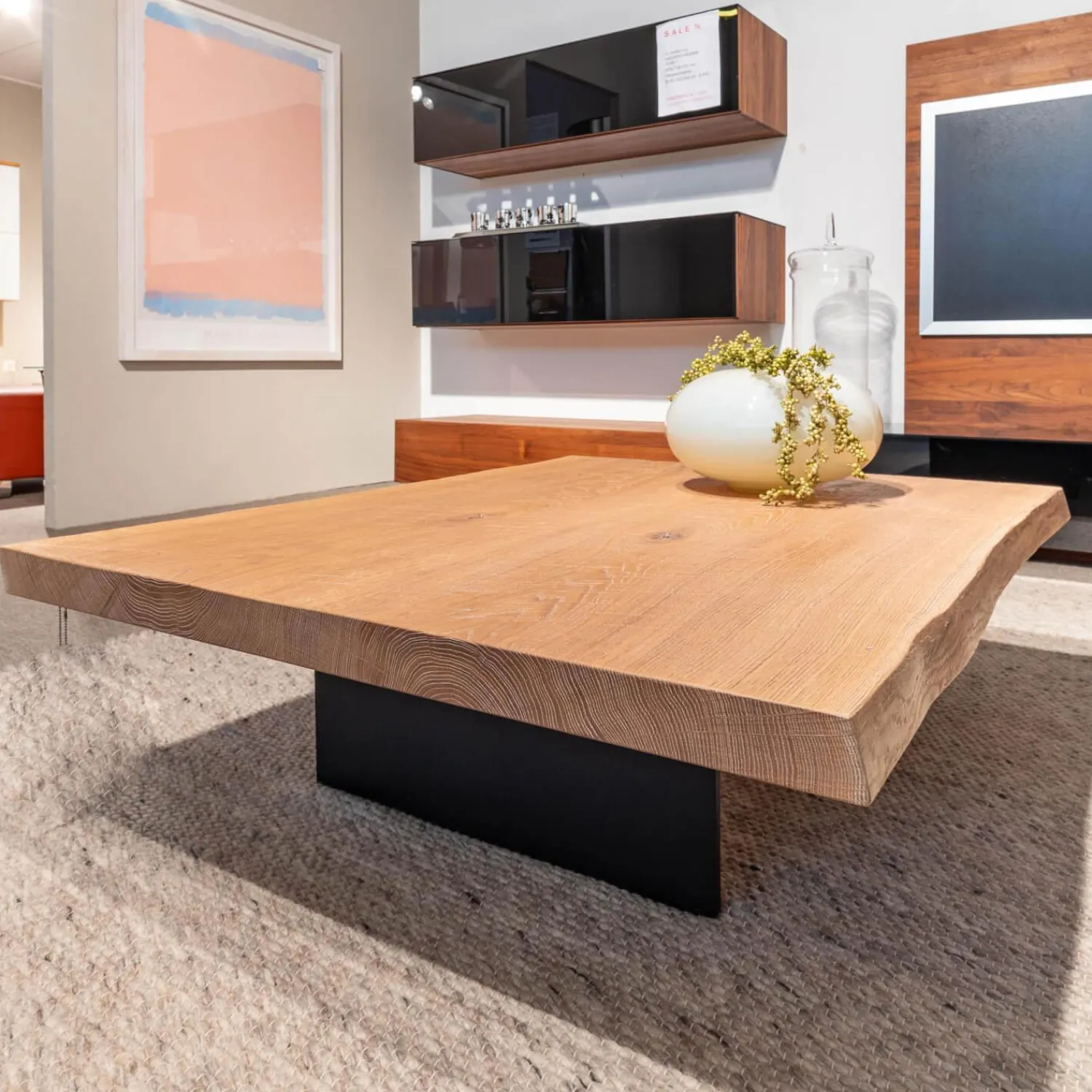 Janua Couchtische|Couchtisch Butterfly S03 Eiche Weiß Pigmentiert Geölt Wangen Stahl Schwarz