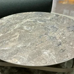 Ronald Schmitt Design Couchtische|Couchtisch Candy Platte Keramik Golden Rock Grau Gestell Metall Bronze Gepulvert