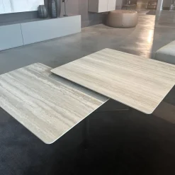 Contur Couchtische|Couchtisch Cena C Platte Keramik Tarvertino Geädert Matt Grau Gestell Lack Manganese 2525 Grau Mit Schwenkbarer Platte