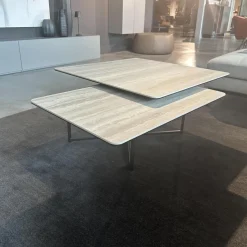 Contur Couchtische|Couchtisch Cena C Platte Keramik Tarvertino Geädert Matt Grau Gestell Lack Manganese 2525 Grau Mit Schwenkbarer Platte