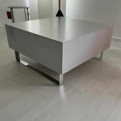 COR Couchtische|Couchtisch Conseta MDF Lack Platin M14 Metallkufe Verchromt Mit Klappe