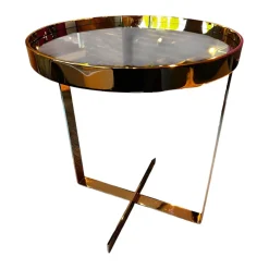 Christine Kröncke Couchtische|Couchtisch Cross 408 Einlegeplatte Schwarzstahl Matt Schutzlackiert Gestell Metall Rose