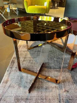 Christine Kröncke Couchtische|Couchtisch Cross 408 Einlegeplatte Schwarzstahl Matt Schutzlackiert Gestell Metall Rose