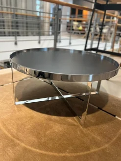 Christine Kröncke Couchtische|Couchtisch Cross Ct 80 Tischplatte Walzstahlplatte Matt Schutzlackiert Anthrazitfarben Gestell Metall Verchromt