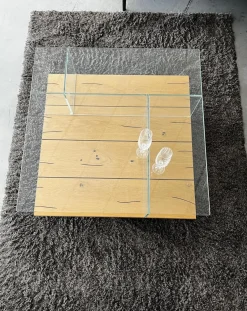 Hülsta Couchtische|Couchtisch CT 160 Eiche Naturstamm Optiwhite Klarglas