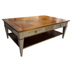 Ehalt Couchtische|Couchtisch Directoire Schachbrett Holz Kirschbaum Lackiert Hellbraun Und Dunkelbraun Korpus Hellgrau