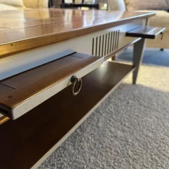 Ehalt Couchtische|Couchtisch Directoire Schachbrett Holz Kirschbaum Lackiert Hellbraun Und Dunkelbraun Korpus Hellgrau