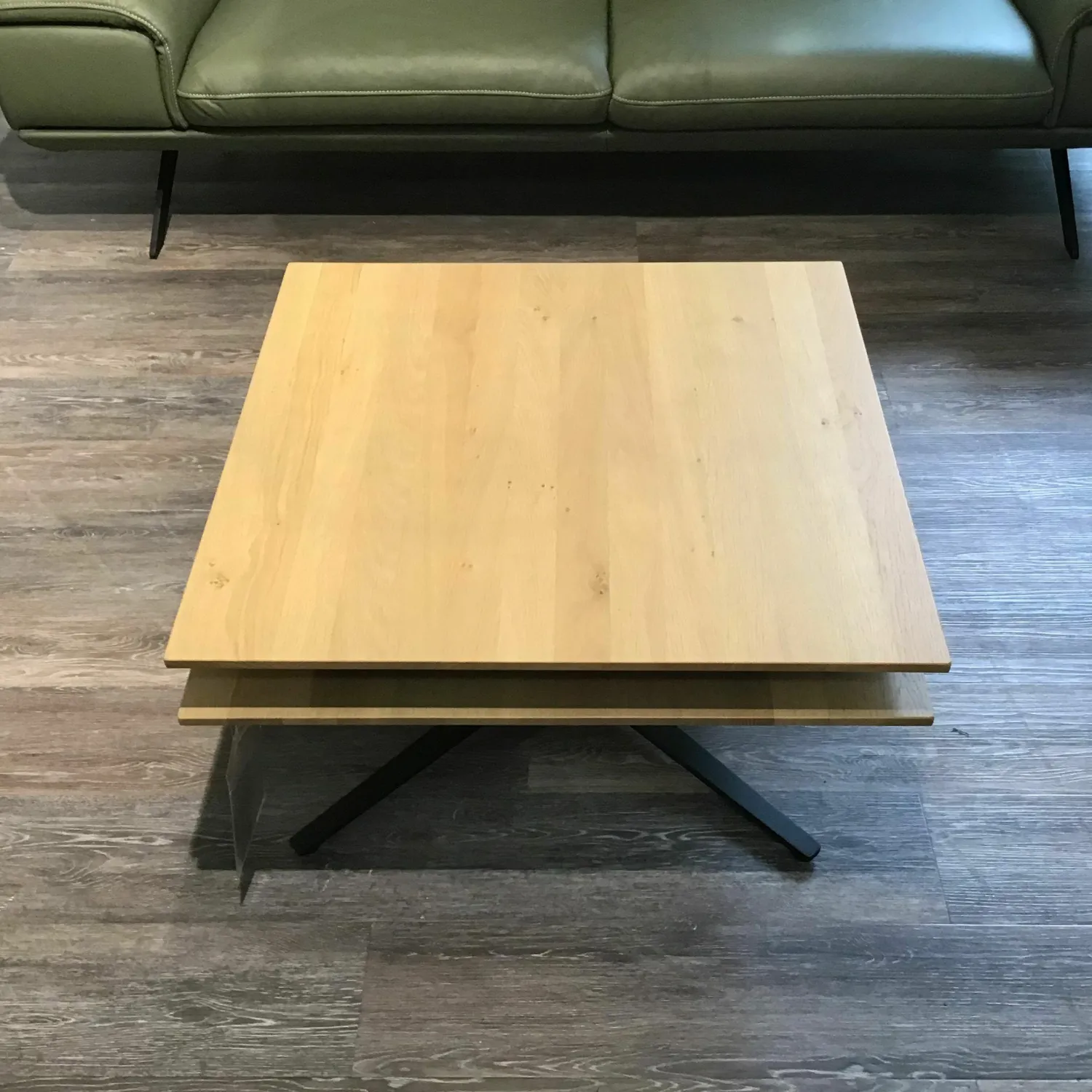 Ronald Schmitt Design Couchtische|Couchtisch Evita Platte Wildeiche Bianco Gewachst Geölt Gestell Edelstahl Tiefschwarz Gepulvert