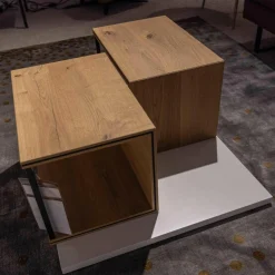 Global Couchtische|Couchtisch Fablo Würfelform Balkeneiche Lack Bianco Weiß Matt