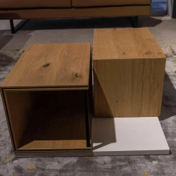 Global Couchtische|Couchtisch Fablo Würfelform Balkeneiche Lack Bianco Weiß Matt