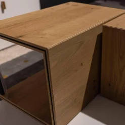 Global Couchtische|Couchtisch Fablo Würfelform Balkeneiche Lack Bianco Weiß Matt