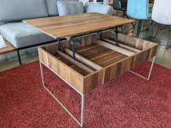 Team 7 Couchtische|Couchtisch Filigno Step Nussbaum Naturöl Gestell schwarz