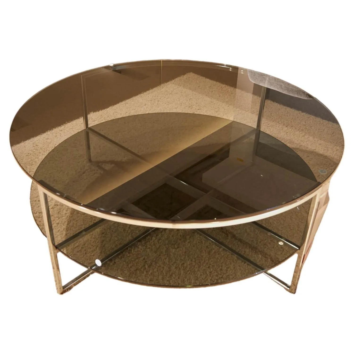 Hülsta Couchtische|Couchtisch Fonis Getönte Glasplatte Schwarz Gestell Chrom Glänzend