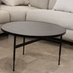 Rom Couchtische|Couchtisch Gio Tischplatte Black Schwarz Gestell Metall Pulverbeschichtet Schwarz