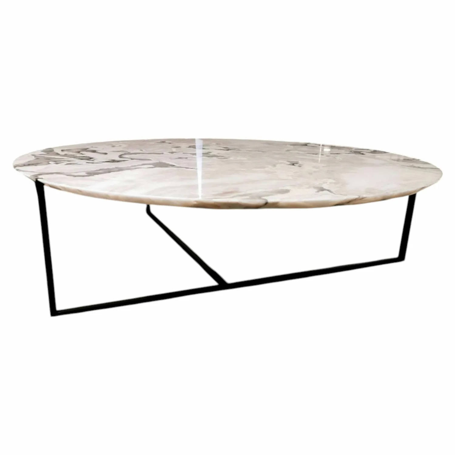 Baxter Couchtische|Couchtisch Icaro Platte Marmor Polarweiß Gestell Metall Schwarz Matt