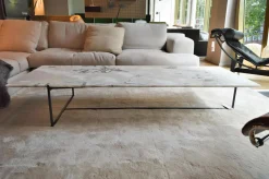 Baxter Couchtische|Couchtisch Icaro Stone Marmor White Marble Untergestell Mattschwarz Lackiert