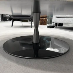 Minotti Couchtische|Couchtisch Jigger Platte Dedalus Marmor Beige Grau Gestell Aluminium Glänzend Lackiert Bronze Schwarz
