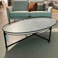 Mobliberica Couchtische|Couchtisch Join Oval Steinplatte Tapa Gestell EP 2471 F Metall