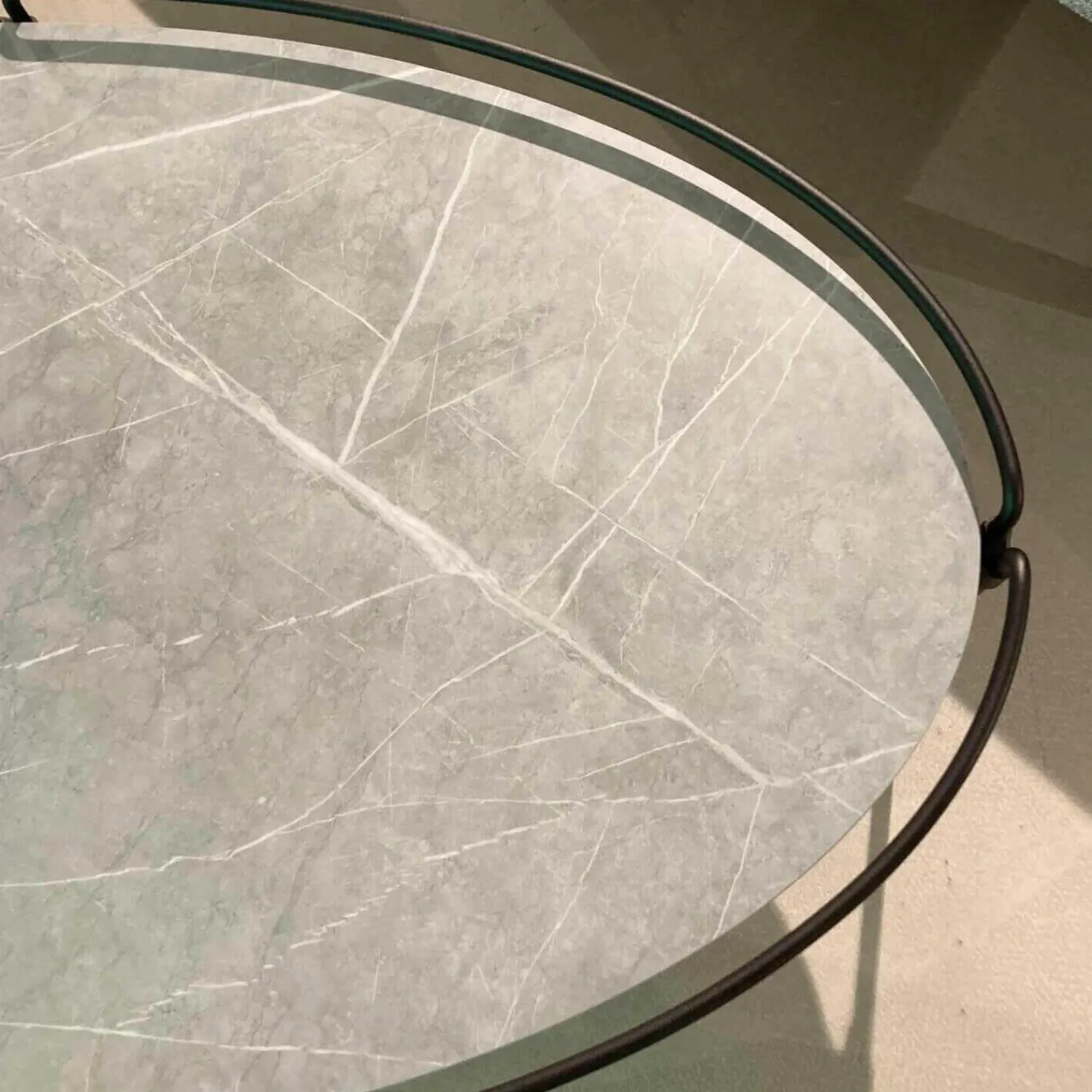 Mobliberica Couchtische|Couchtisch Join Oval Steinplatte Tapa Gestell EP 2471 F Metall