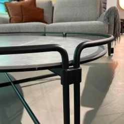 Mobliberica Couchtische|Couchtisch Join Oval Steinplatte Tapa Gestell EP 2471 F Metall