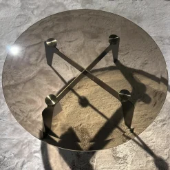 Minotti Couchtische|Couchtisch Kirk Platte Glas Bronziert Gestell Metall Bronze Lackiert